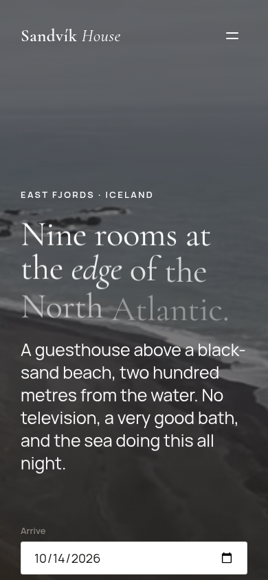 The same page at the mobile viewport