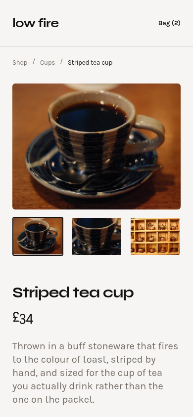The same page at the mobile viewport