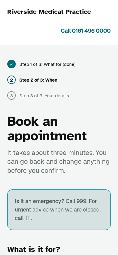The same page at the mobile viewport